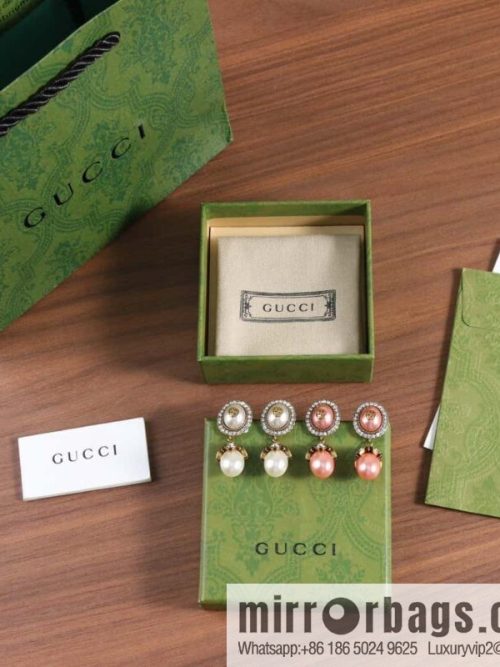Gucci genuine packaging ☀️ new Gucci Gucci double G full diamond pearl stud earrings