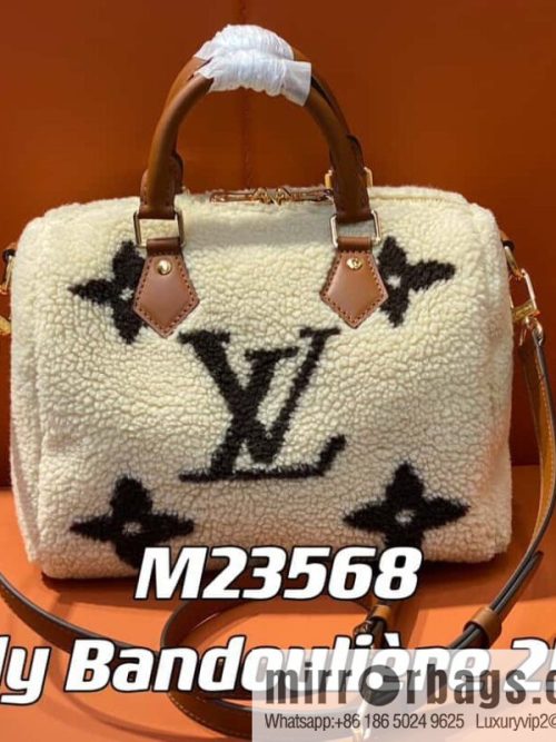 [Original single boutique] M23568 meters white, lamb wool pillow bag speedy series Speedy Bandoulière 25 handbag