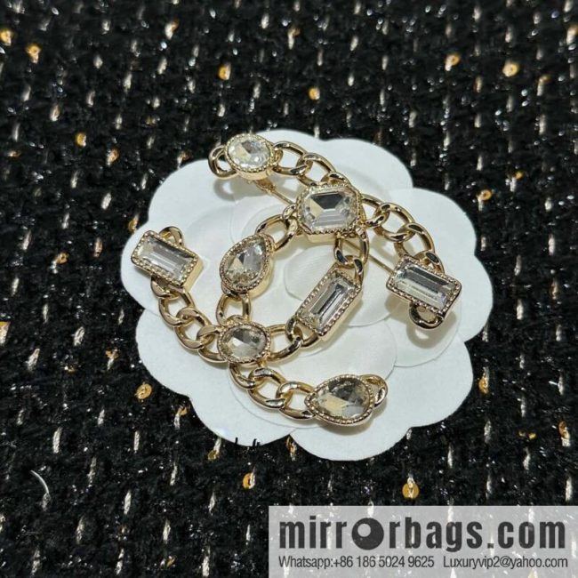 ☀️New ☑️ Chanel Double C Square Diamond Water Drop Diamond Brooch