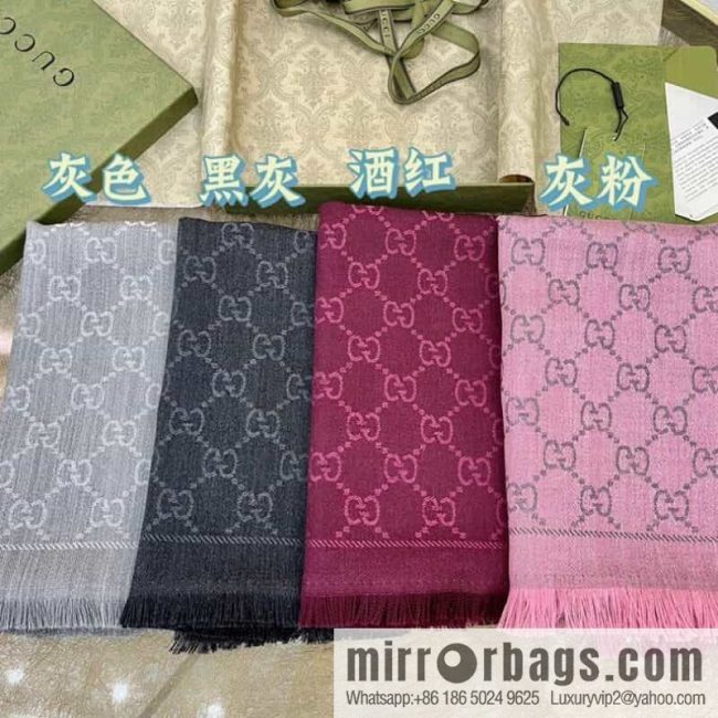 GUCCI Gucci GG Jacquard pattern knitted wool scarf 133483