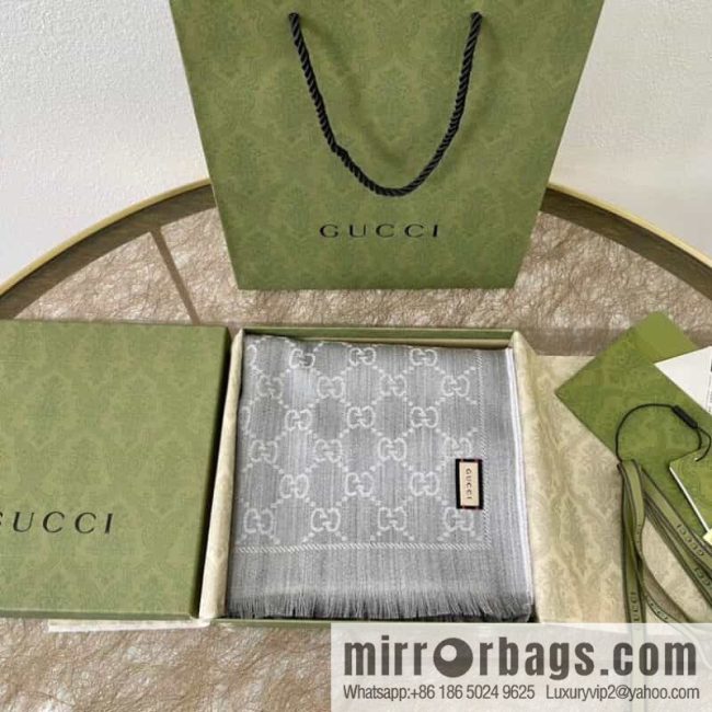 GUCCI Gucci GG Jacquard pattern knitted wool scarf 133483 - Image 3