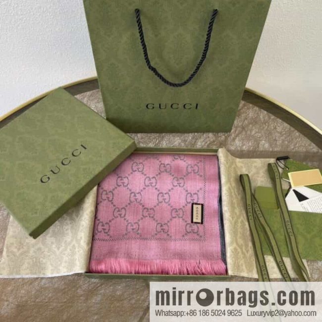 GUCCI Gucci GG Jacquard pattern knitted wool scarf 133483 - Image 4
