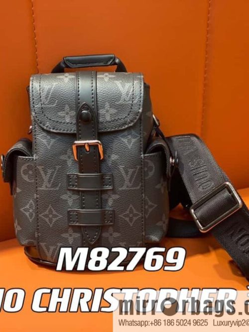 [Original order boutique] M82769 black flower, men\'s bag mini backpack series, new NANO CHRISTOPHER handbag in autumn and winter
