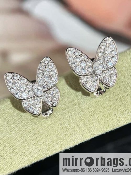 ❗️New ❗️ ☀️ Original ☀️ Van Cleef & Arpels Two Butterfly Full Diamond Butterfly, Earrings Ear Shot  ☀