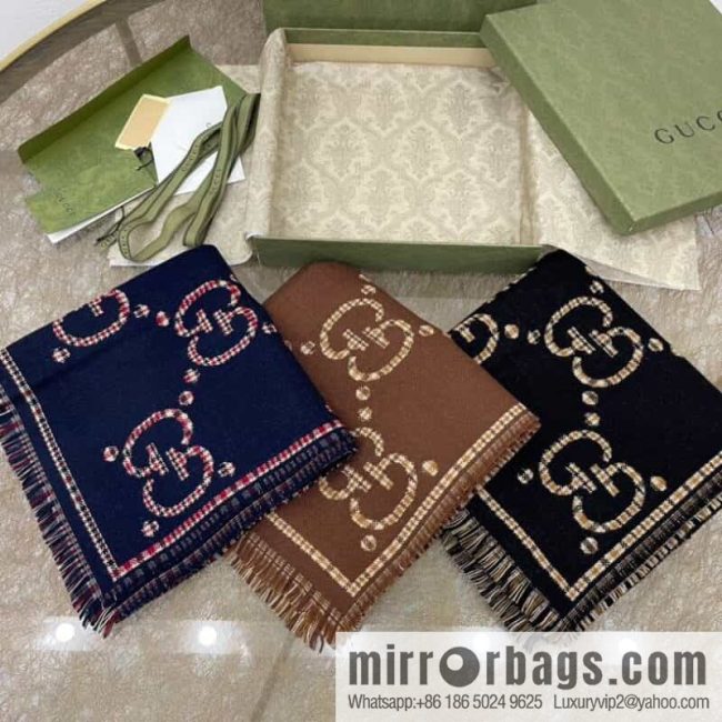 GUCCI Gucci Classic GG pattern 100% wool long towel