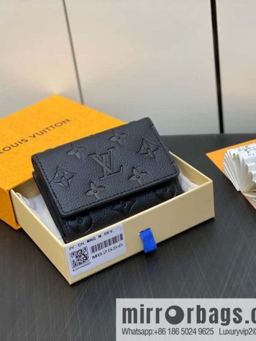 [Original single boutique] M82556 black full leather tri-fold wallet series wallet