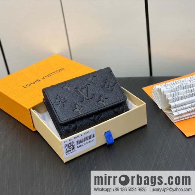 [Original single boutique] M82556 black full leather tri-fold wallet series wallet