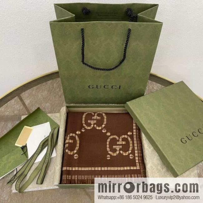 GUCCI Gucci Classic GG pattern 100% wool long towel - Image 3