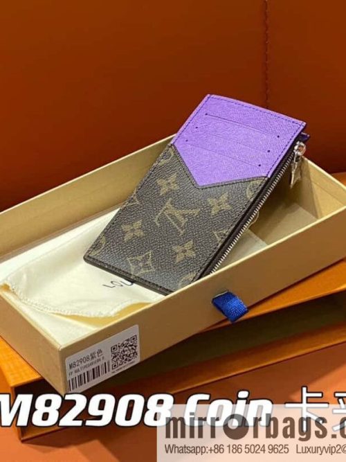 [Original single boutique] M82908 monogram purple, card clip wallet series, this Coin card holder