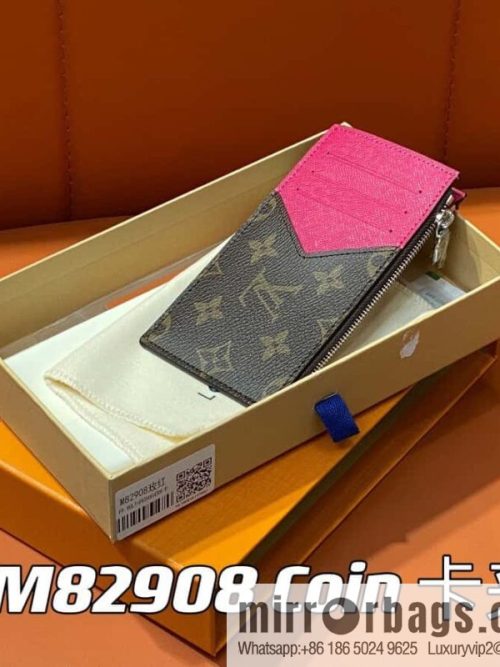 [Original single boutique] M82908 monogram plum red, card clip wallet series, this Coin card holder