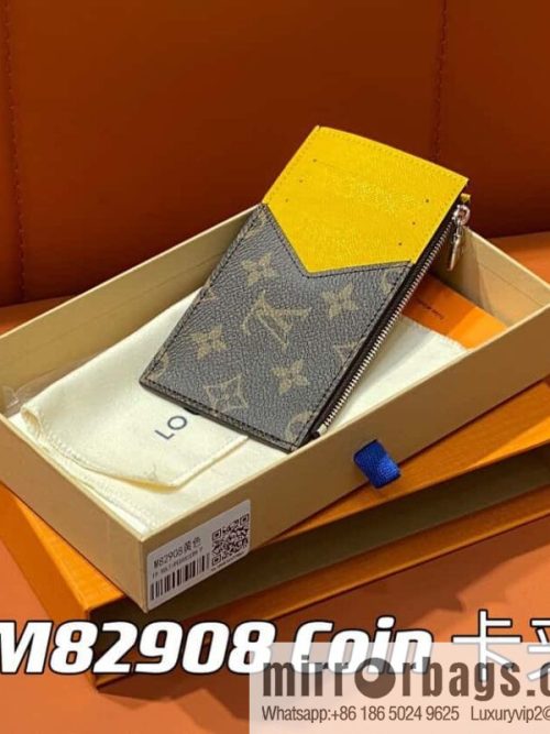 [Original single boutique] M82908 monogram yellow, card clip wallet series, this Coin card holder
