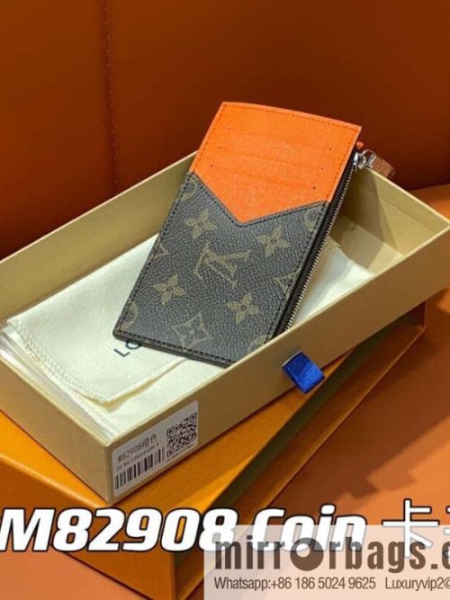 [Original single boutique] M82908 monogram orange, card clip wallet series, this Coin card holder