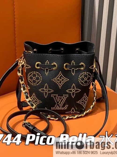 [Original order boutique] M82744 black full leather mini bucket bag series Pico Bella bucket bag