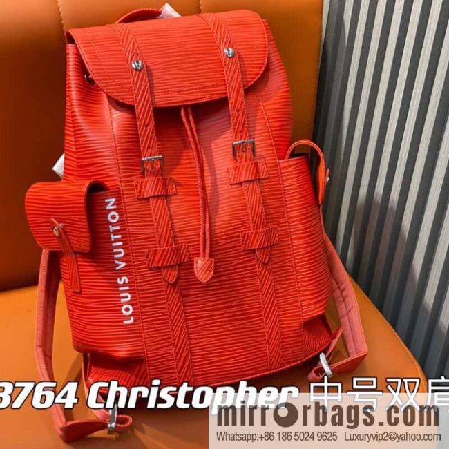 [Original single boutique] M23764 red letters, full leather epi backpack series Christopher medium backpack M41709 M41379