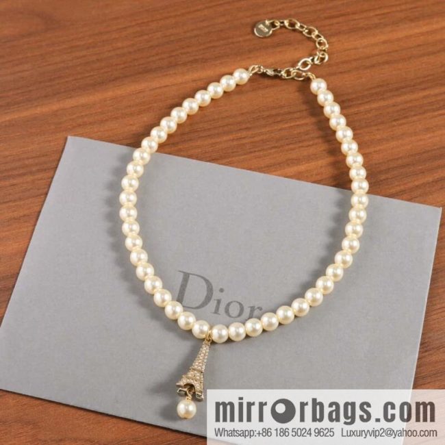 New ☑️ DIOR pearl Eiffel Tower necklace