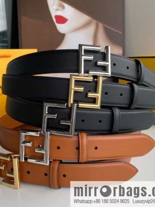 FENDI Fendi men\'s FF logo exquisite craftsmanship metal buckle, first layer cowhide belt