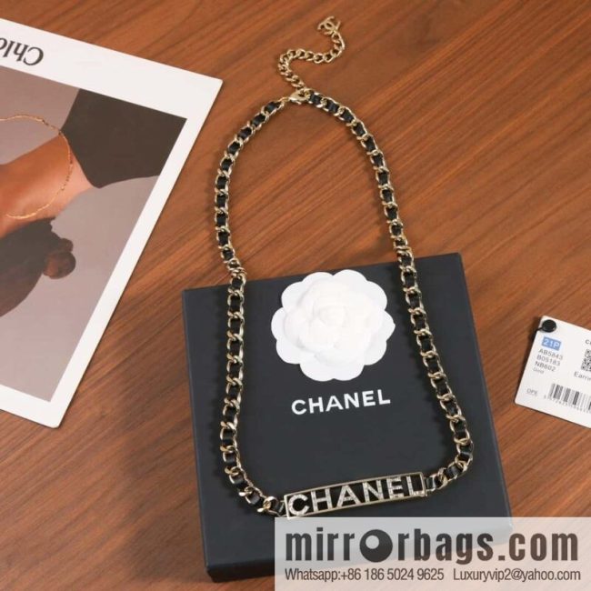 ☀️New ☑️ Chanel CHANEL full diamond letter black leather rope belt belt chain ☀️