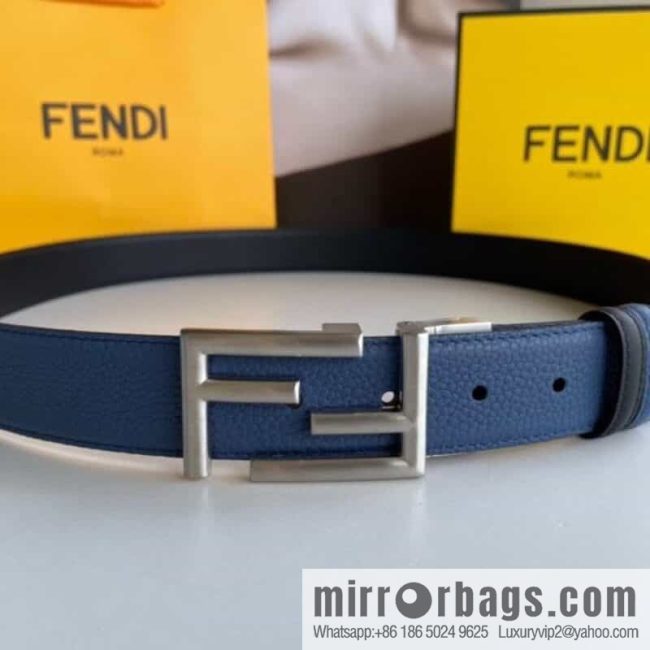 FENDI Fendi FF logo exquisite craftsmanship metal buckle first layer cowhide belt 3.5cm - Image 5