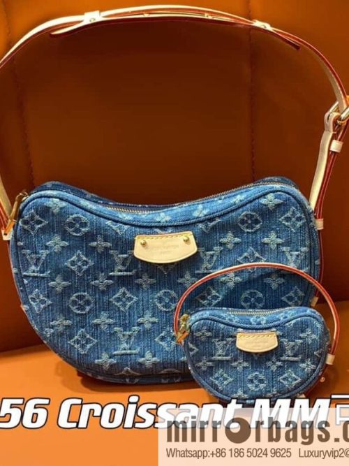 [Original order boutique] M46856 blue, denim bowl bean bag series Croissant MM croissant bag 2024 early spring series croissant bag