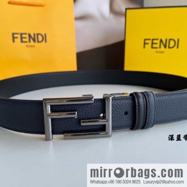 FENDI Fendi FF logo exquisite craftsmanship metal buckle first layer cowhide belt 3.5cm - Image 4