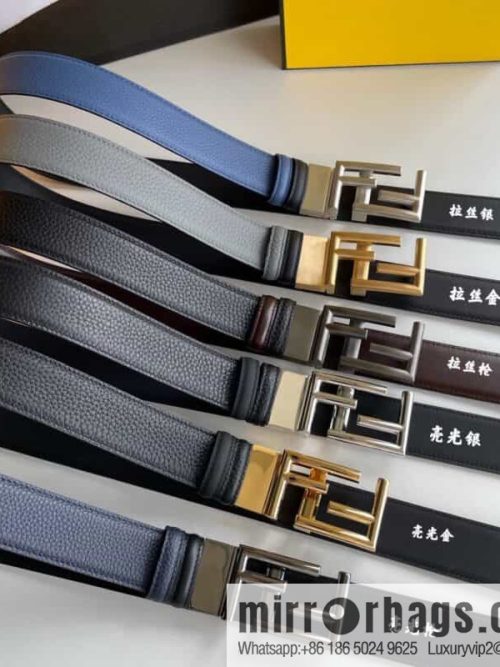 FENDI Fendi FF logo exquisite craftsmanship metal buckle first layer cowhide belt 3.5cm