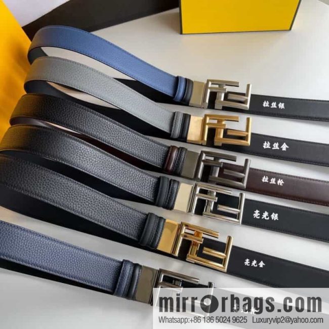 FENDI Fendi FF logo exquisite craftsmanship metal buckle first layer cowhide belt 3.5cm