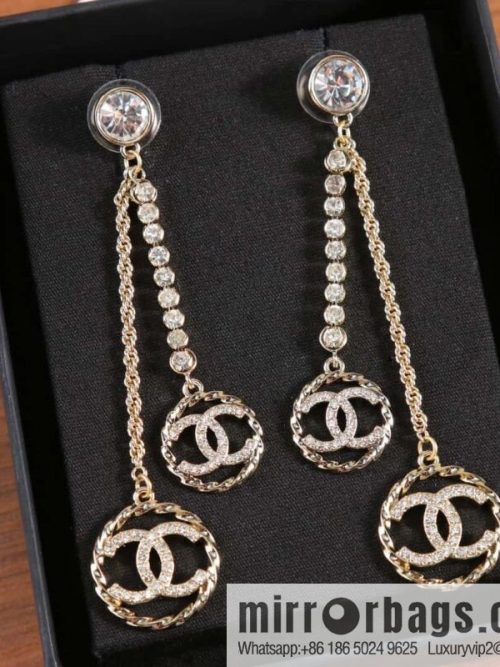 New ☑️ Chanel c2 double c fringe round stud earrings
