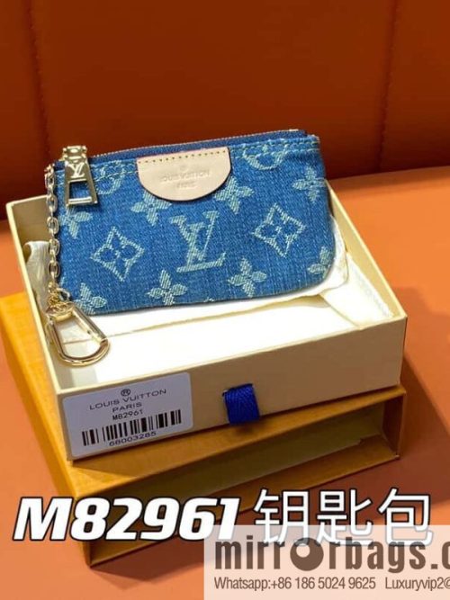 [Original single boutique] M82961 blue denim, key bag wallet series zipper zero wallet