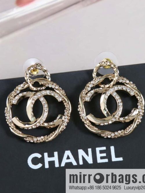 New ☑️ Chanel c2 double c hollow round stud earrings