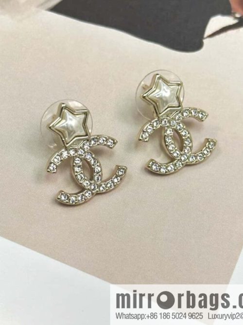 ☀️New ☑️ Chanel C2 double c pentagram ⭐ star stud earrings ☀️