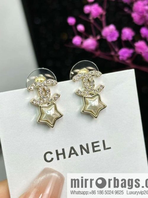 ☀️New ☑️ Chanel C2 double c pentagram ⭐ star stud earrings ☀️