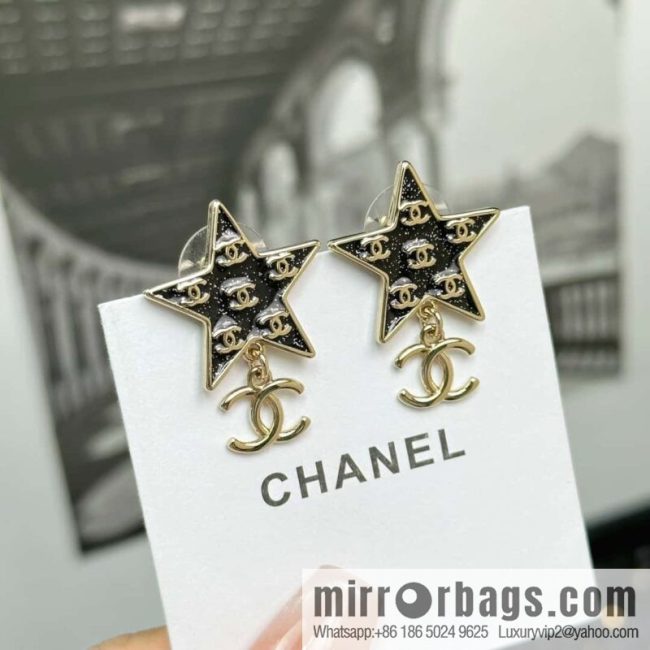 ☀️New ☑️ Chanel C2 double c pentagram ⭐ star stud earrings ☀️