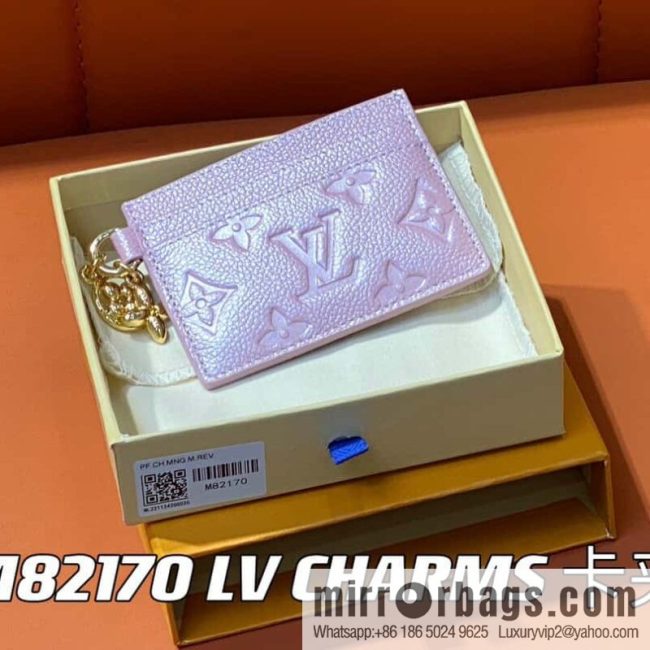 [Original order boutique] M82132 pearlescent powder full leather M82739 card holder wallet series LV CHARMS card holder