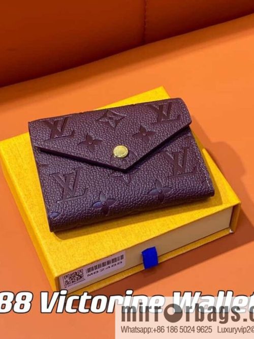 [Original single boutique] M82488 fuchsia, full leather short tri-fold wallet series Victorine Wallett wallet