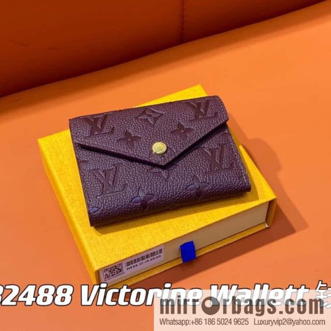 [Original single boutique] M82488 fuchsia, full leather short tri-fold wallet series Victorine Wallett wallet