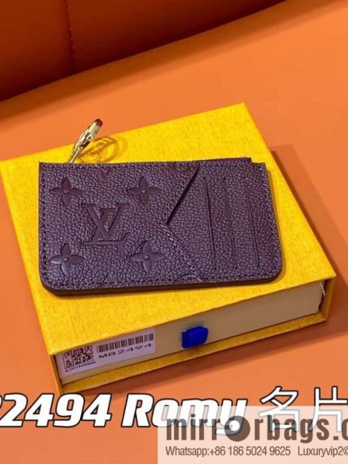 [Original single boutique] M82494 fuchsia full leather embossed card holder wallet series Romy business card holder
