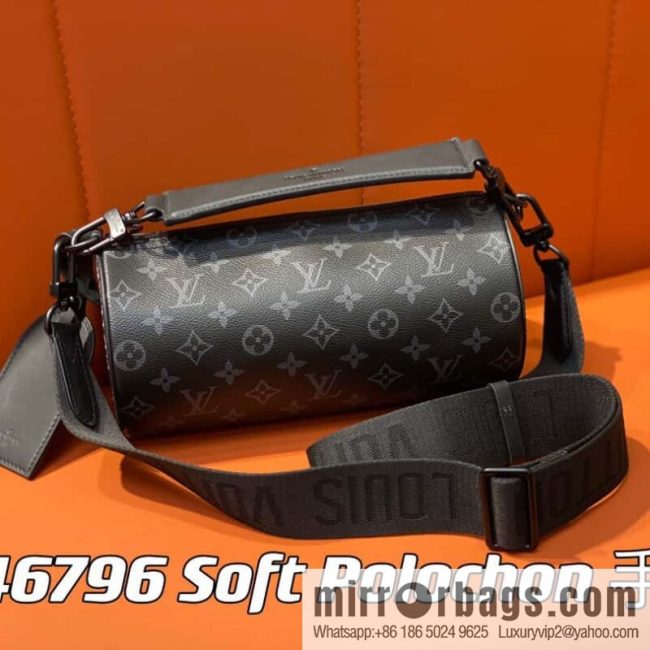 [Original order boutique] M46796 black flower, cylinder bag men\'s bag series, this Soft Polochon small handbag.