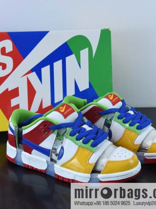 eBay x SB Dunk red, white, yellow and green cut-off color cut-out patchwork low-top casual board shoes, item number: FD8777-100