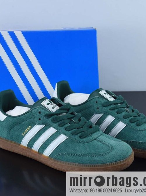 Adidas Samba OG Grey, Green, Samba Fur Vintage Casual Board Shoes SKU: HP7902