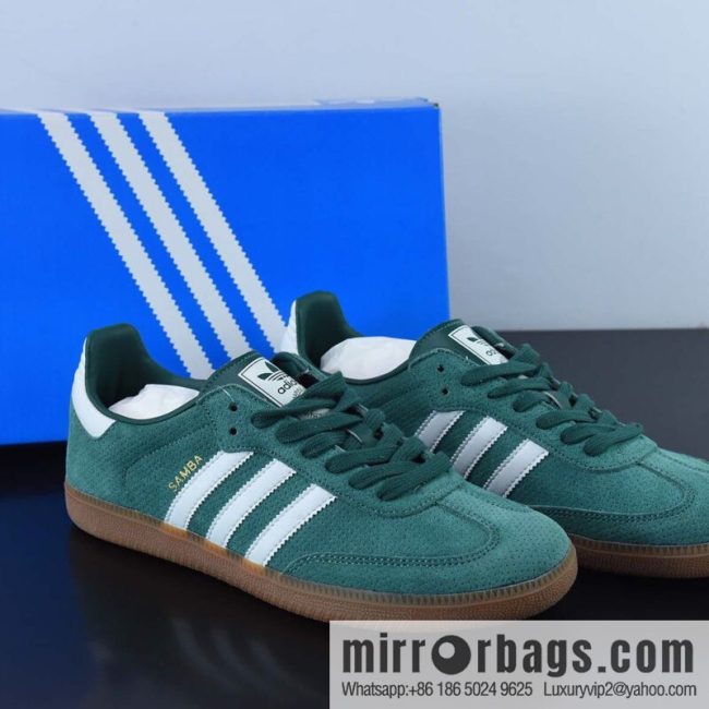 Adidas Samba OG Grey, Green, Samba Fur Vintage Casual Board Shoes SKU: HP7902