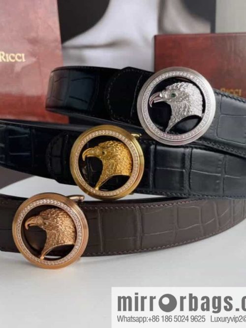 Stefano Ricci (Stefano Rau Neech) Stainless steel eagle head inlaid buckle men\'s belt width 3.8cm