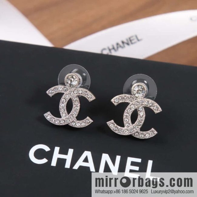 ☀️New ☑️ chanel c2 double c full diamond stud earrings ☀️