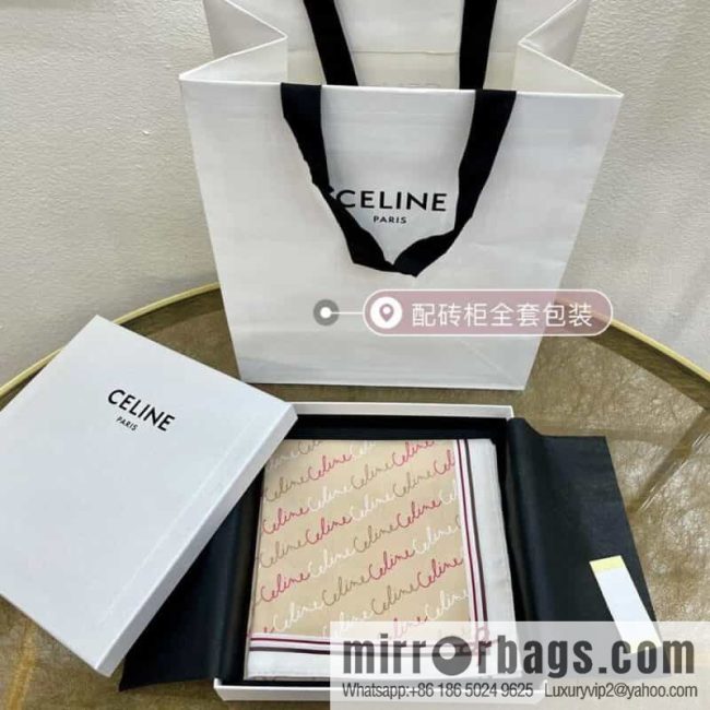 CELINE Celine Arc de Triomphe logo 100 silk scarf