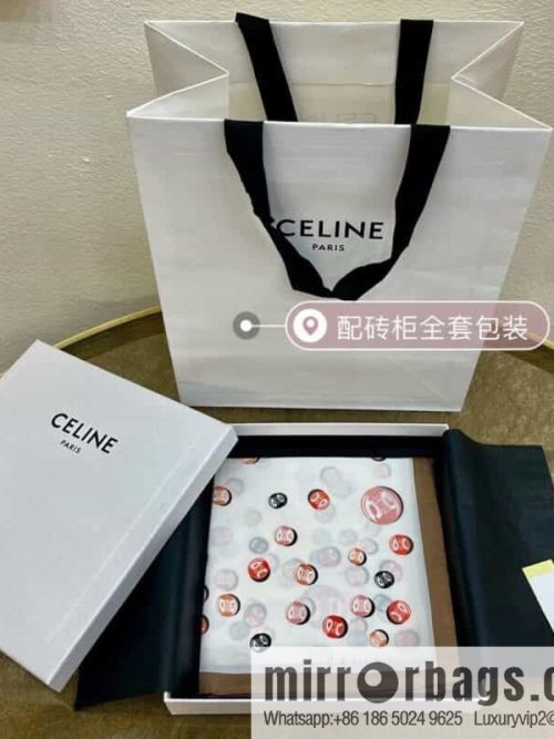 CELINE Celine Arc de Triomphe logo 100 silk scarf