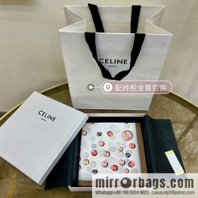 CELINE Celine Arc de Triomphe logo 100 silk scarf
