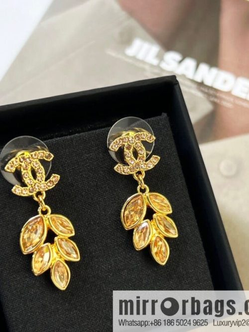 New CHANEL Chanel double c wheat stud earrings