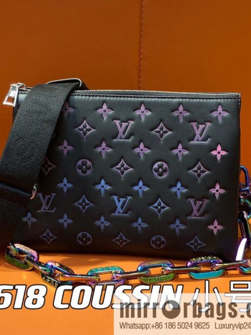 [Original single boutique] M23618 black silk screen, full leather chain bag series COUSSIN small handbag