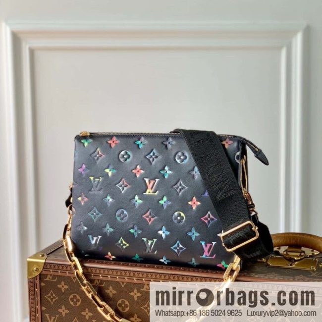 M21353 black color print, this Coussin small handbag