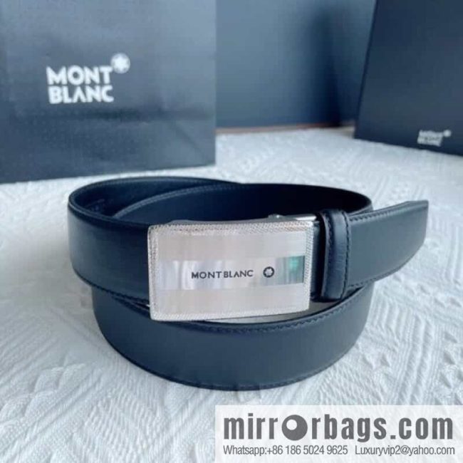 MONTBLANC Montblanc, White Hexagonal Star Capsule Metal Automatic Buckle Men\'s Automatic Belt - Image 2