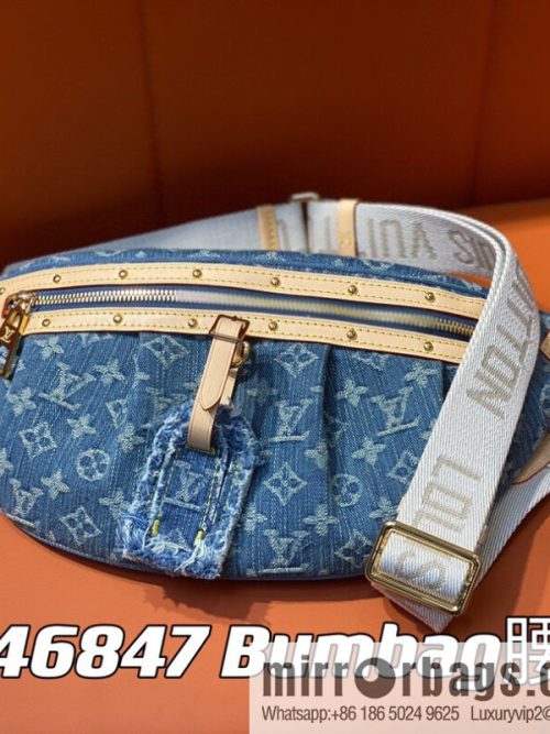 [Original order boutique] M46847 blue denim, denim breast bag fanny pack series, the latest bumbag fanny pack.